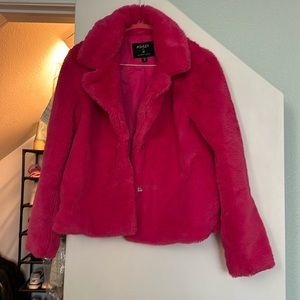 Bright pink fuzzy coat